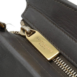 SAINT LAURENT PARIS YSL Yves Saint Laurent Y-Line Petit Cabas Handbag Leather Grey 311210