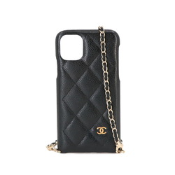 CHANEL Matelasse iPhone 11 Smartphone Case Chain Caviar Skin Black AP1638
