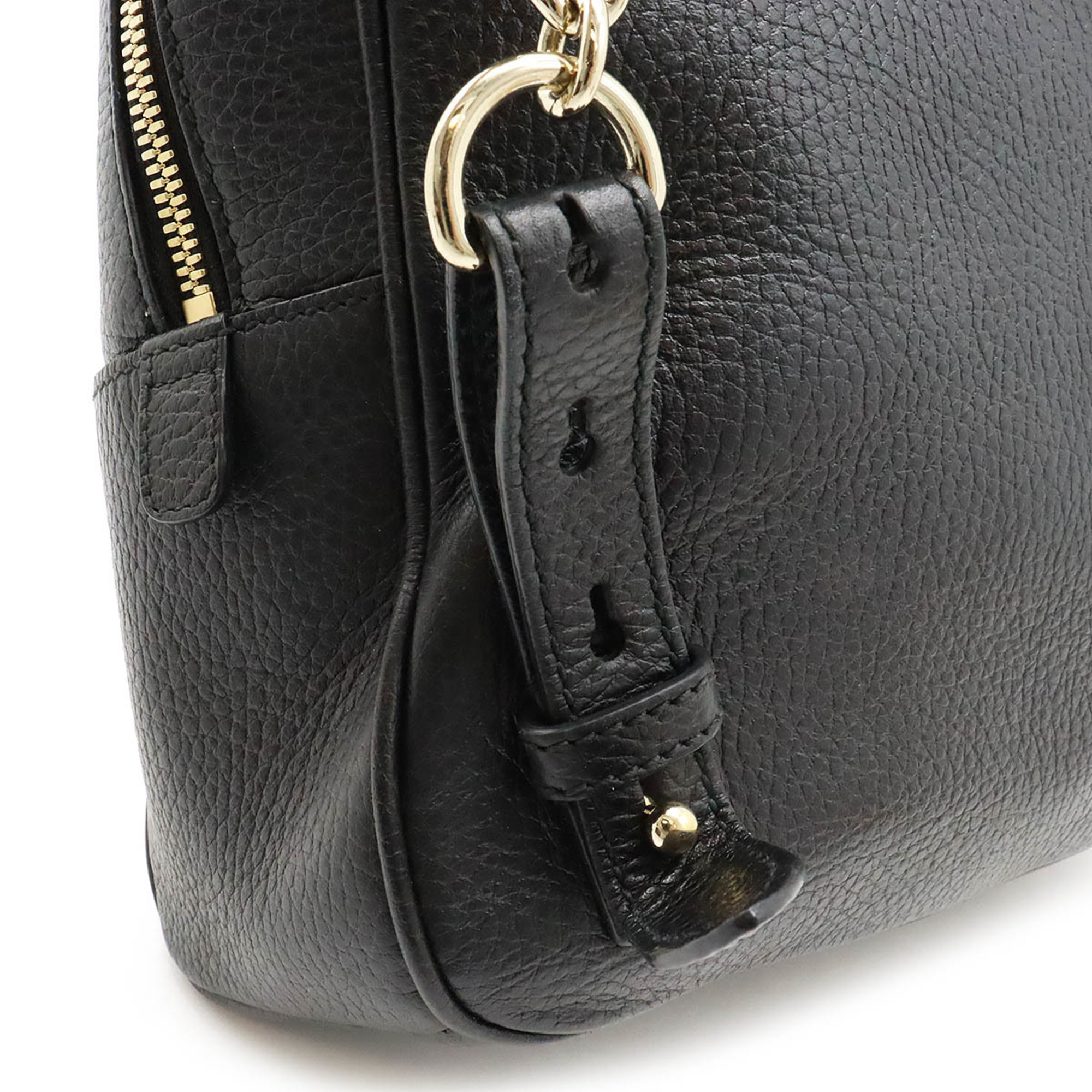 GUCCI Soho Backpack, Chain Shoulder, Leather, Black, 536192