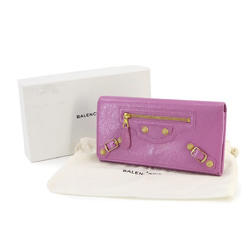 BALENCIAGA Giant Money Bi-fold Long Wallet Leather Pink 233599 Gold Hardware