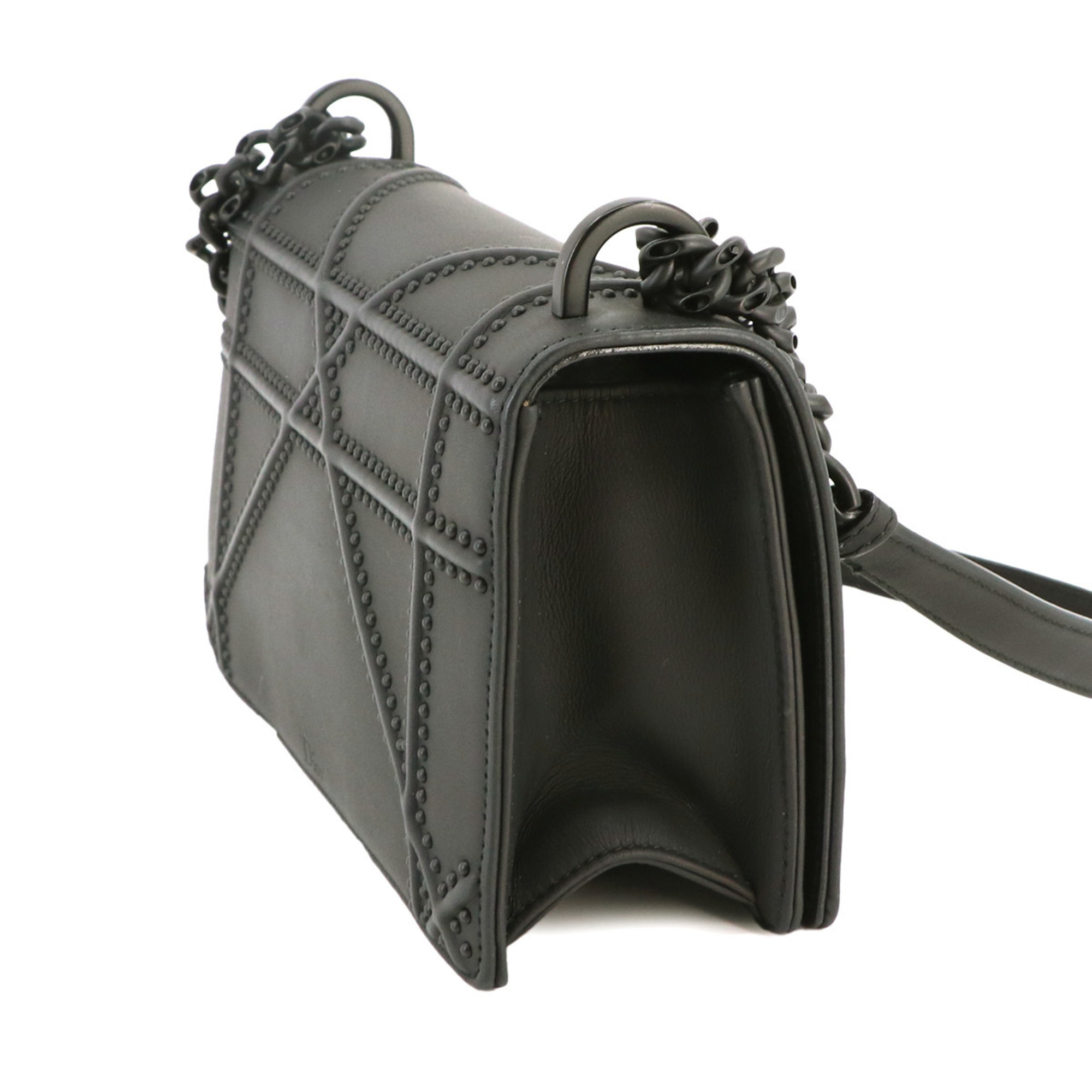 Christian Dior Diorama Chain Shoulder Bag Leather Black