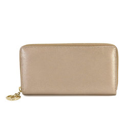 GUCCI Round Long Wallet Leather Beige 308005 Gold Hardware