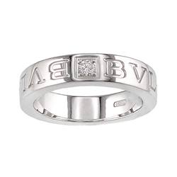 BVLGARI Double Ring Diamond 1P K18WG White Gold 750 Logo