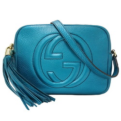 Gucci GUCCI Bag Women's Soho Shoulder Leather Metallic Blue Turquoise 308364 Compact