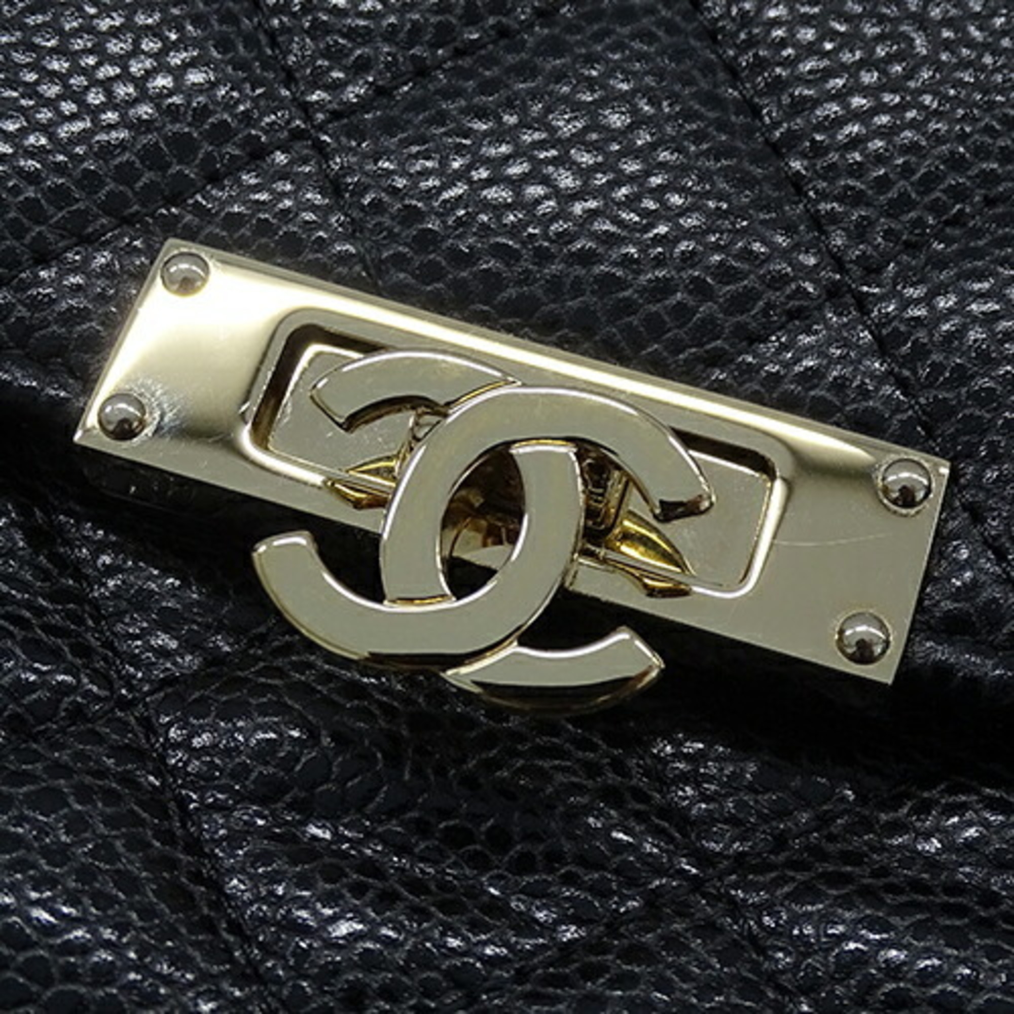 CHANEL Bags for Women and Men, Clutch Bags, Second Caviar Skin, Matelasse, Black, Champagne