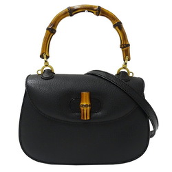 Gucci GUCCI Bag Women's Bamboo Handbag Shoulder 2way Leather Black 000 926 0188 Compact