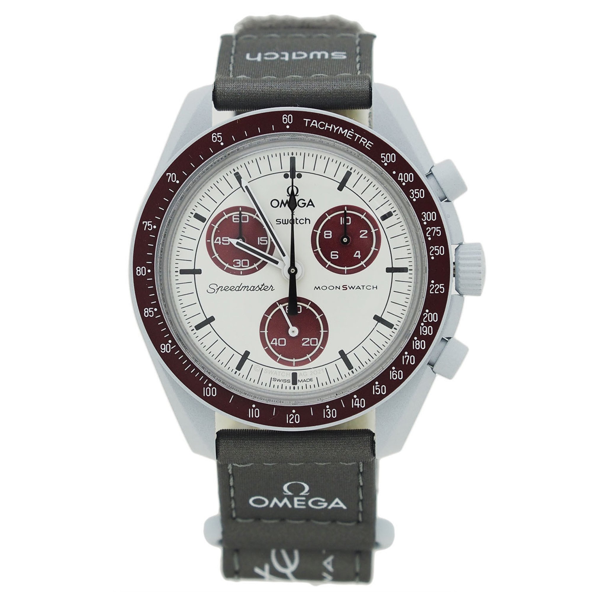 OMEGAxSWATCH MoonSwatch Mission to Pluto Burgundy Watch SO33M101 Men's