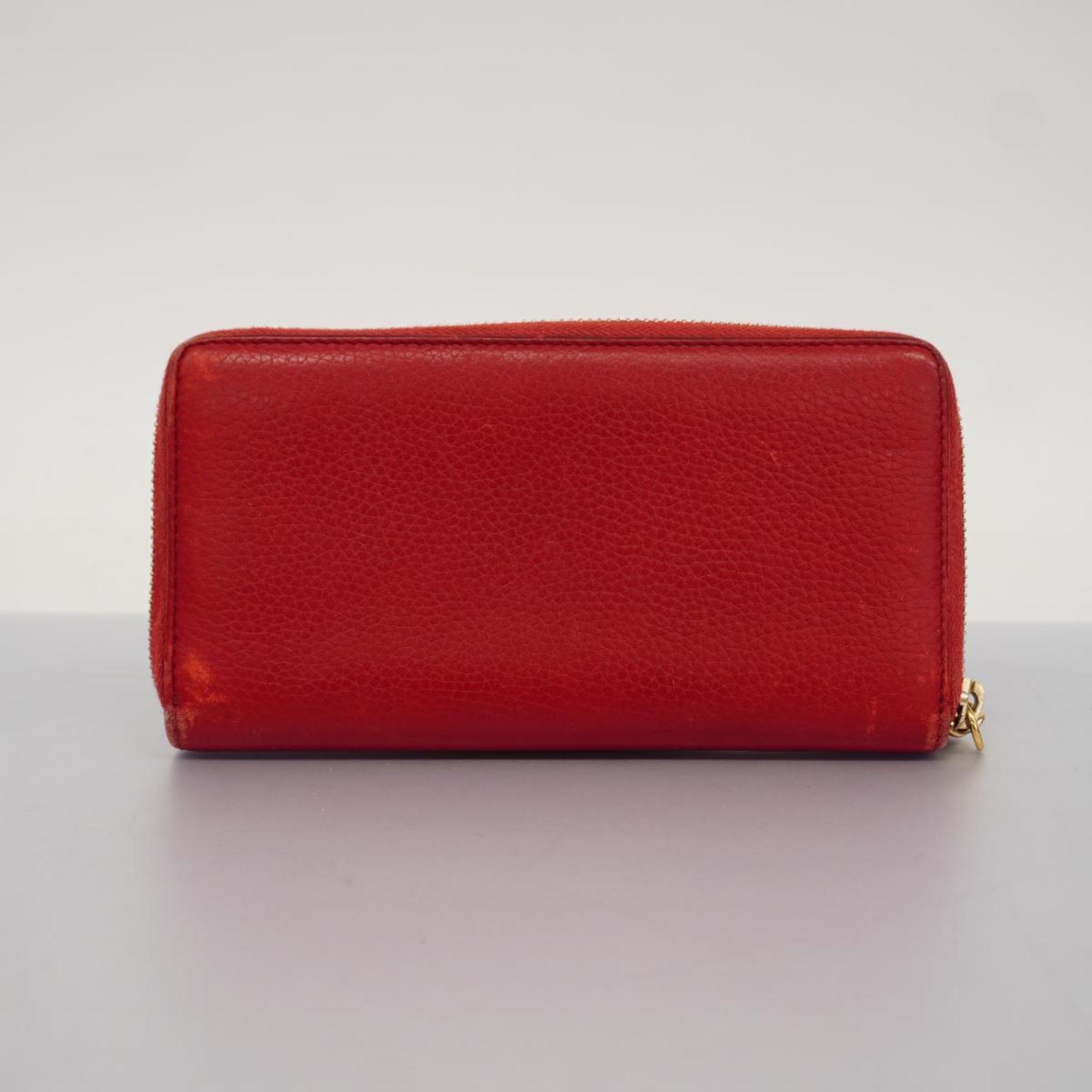 Gucci Long Wallet Soho 308004 Leather Red Champagne Women's