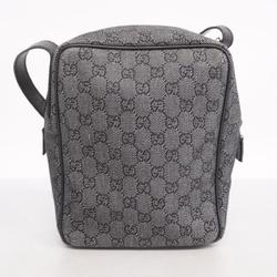 Gucci Shoulder Bag GG Canvas 03136 Leather Black Women's