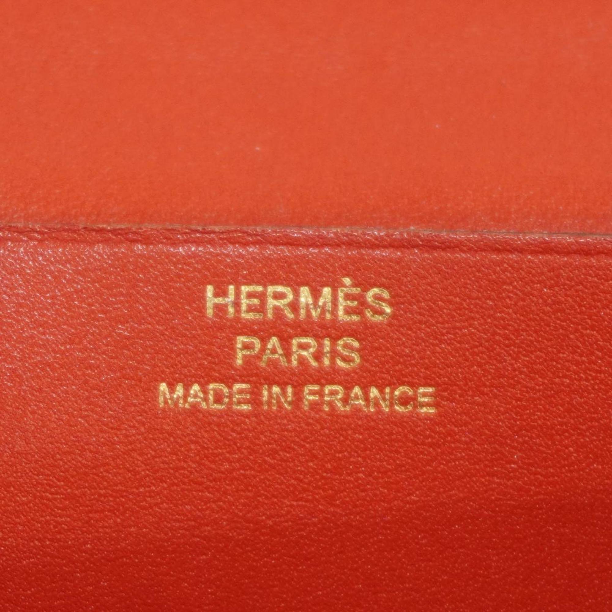 Hermes Long Wallet Bearn Soufflet C Stamp Tadelakt Rouge Tomato Women's