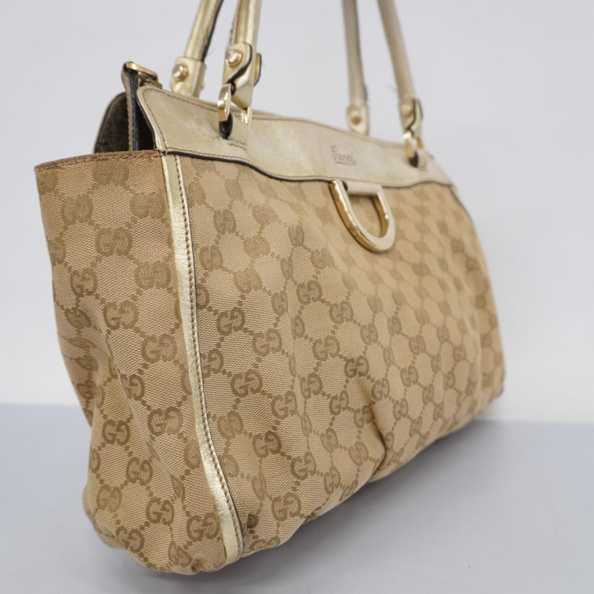 Gucci Tote Bag GG Canvas Abby 189831 Beige Gold Champagne Women's