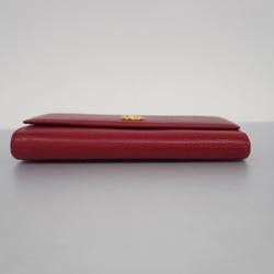 Gucci Long Wallet GG Marmont 456116 Leather Red Women's