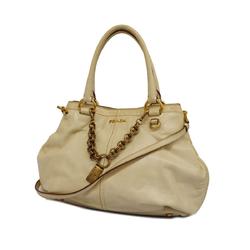 Prada handbag leather ivory ladies