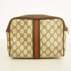 Gucci Clutch Bag GG Supreme Sherry Line Leather Brown Women's