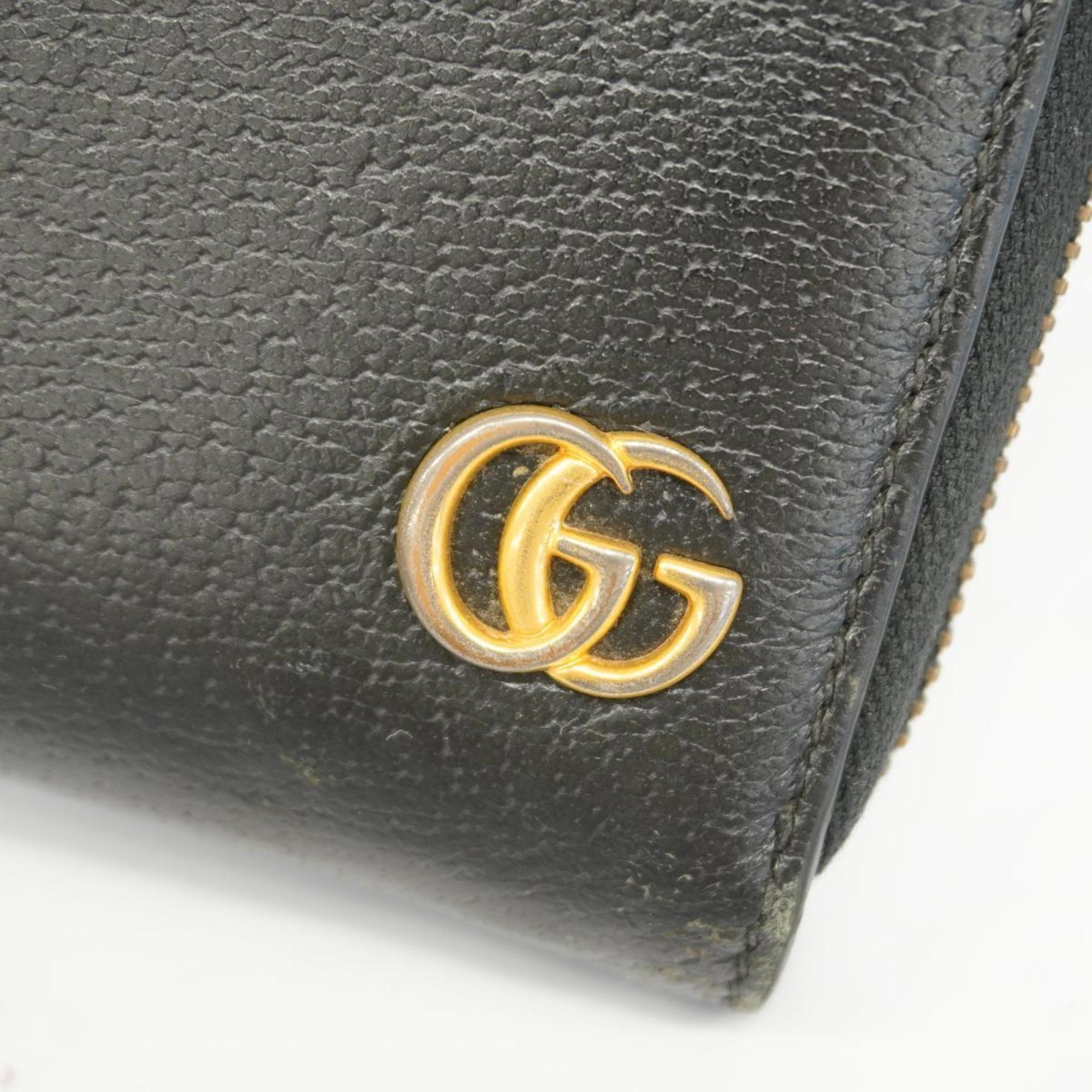 Gucci Long Wallet GG Marmont 428736 Leather Black Men's Women's