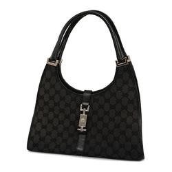 Gucci Shoulder Bag GG Canvas Jackie 002 1067 Leather Brown Black Women's