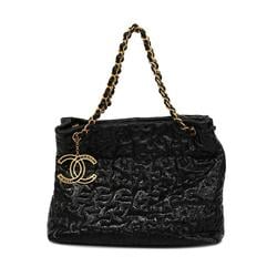 Chanel Tote Bag, Chain Shoulder, Patent Leather, Black, Women's