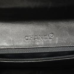 Chanel Shoulder Bag Chocolate Bar W Chain Lambskin Black Champagne Women's