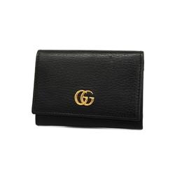 Gucci Business Card Holder GG Marmont 474748 Leather Black Men's Women's