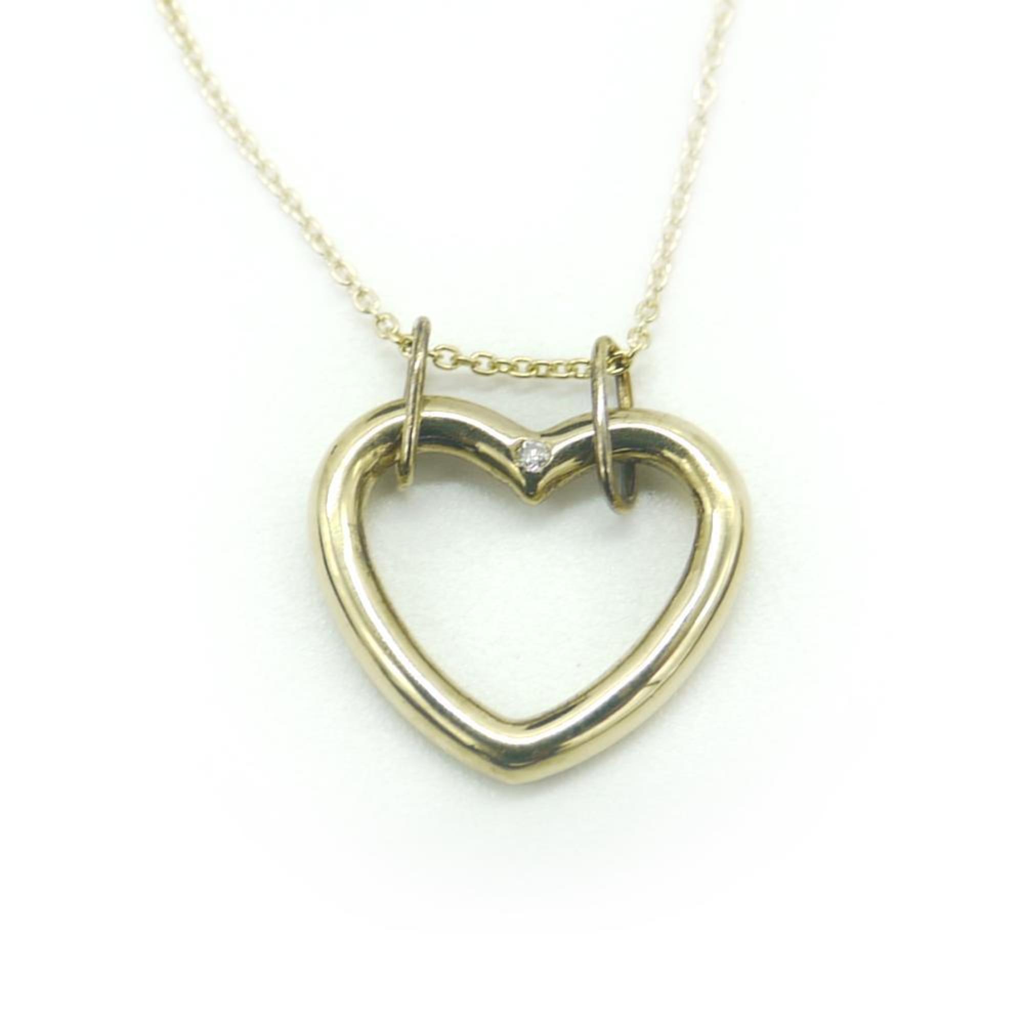 TIFFANY & Co. Tiffany K18 Diamond Heart Necklace 18K Azuki Chain