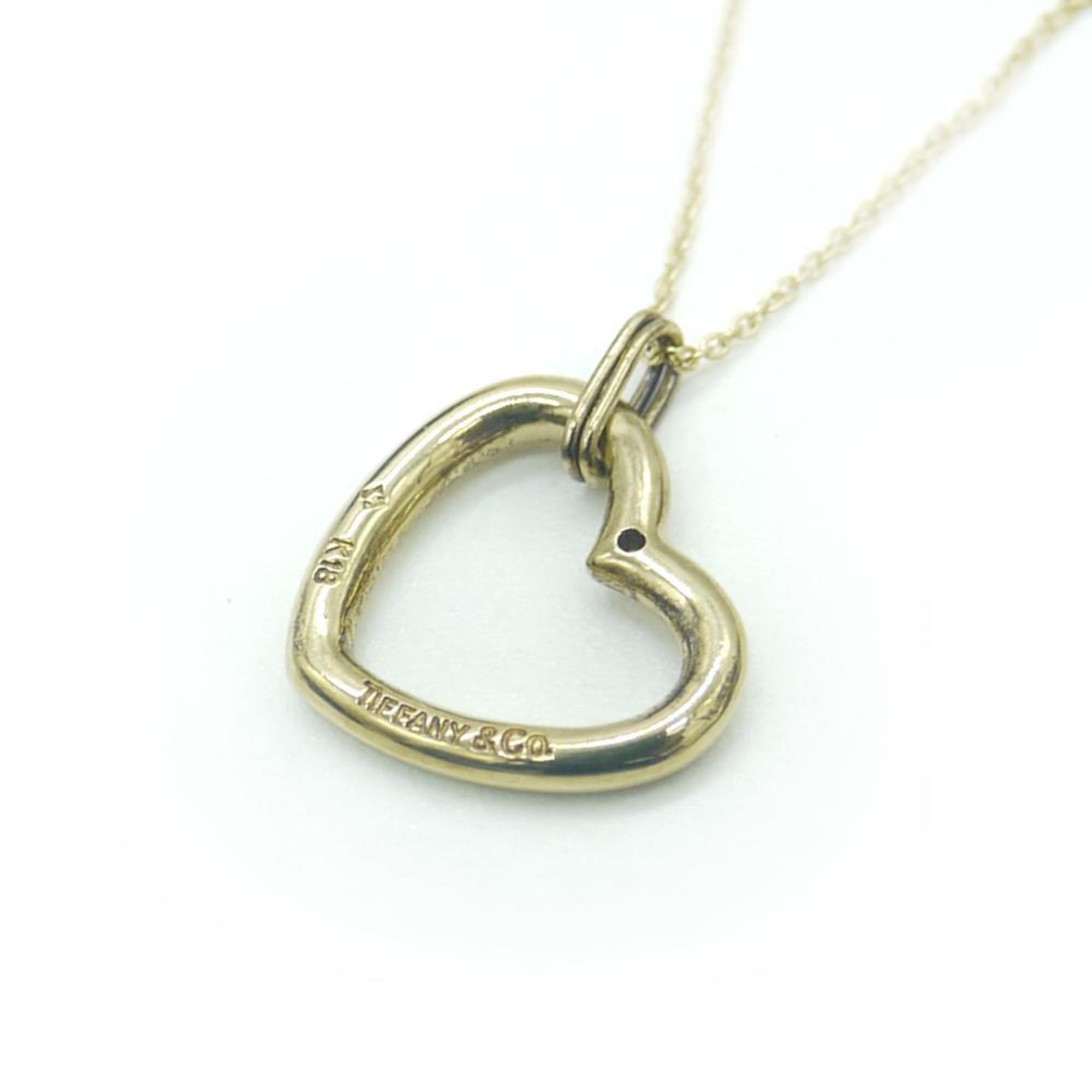 TIFFANY & Co. Tiffany K18 Diamond Heart Necklace 18K Azuki Chain