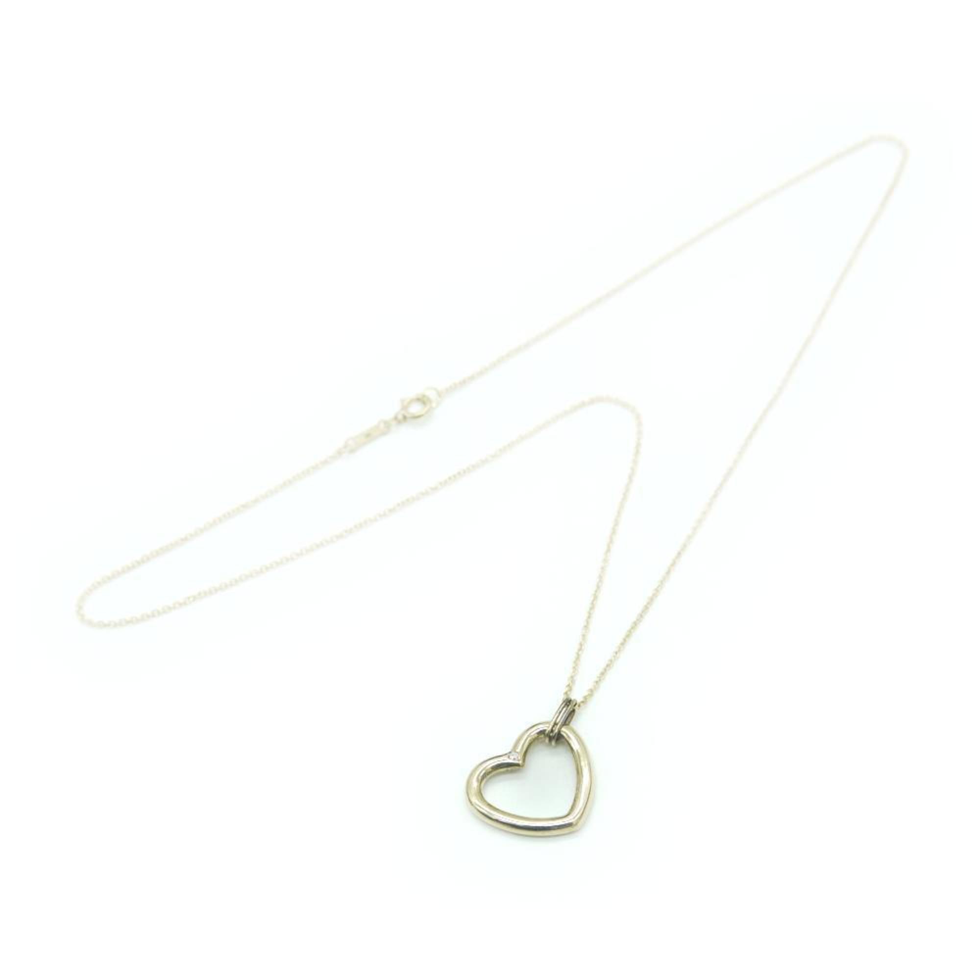 TIFFANY & Co. Tiffany K18 Diamond Heart Necklace 18K Azuki Chain