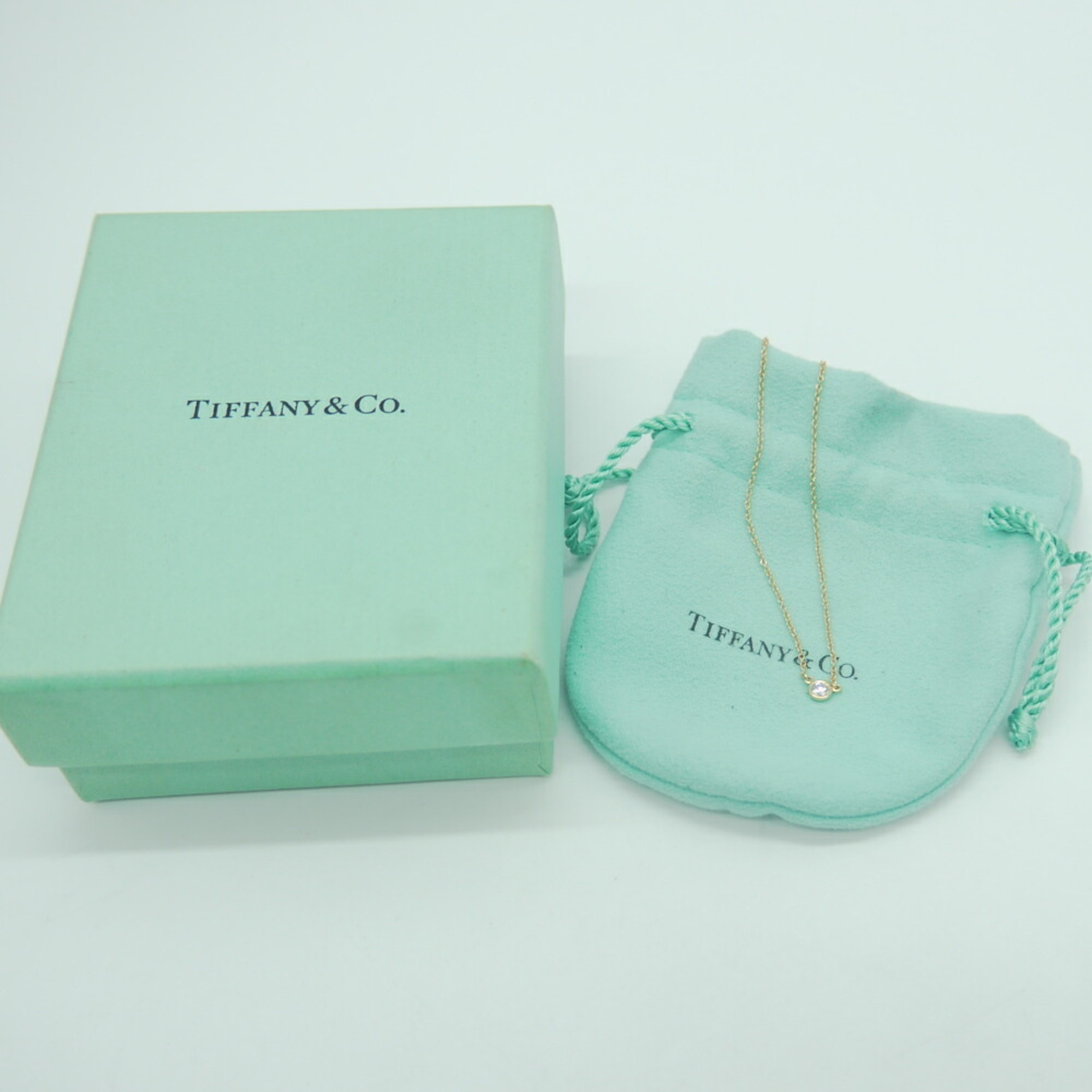 TIFFANY & Co. Tiffany K18 Elsa Peretti Diamonds by the Yard Single Diamond Pendant 18K
