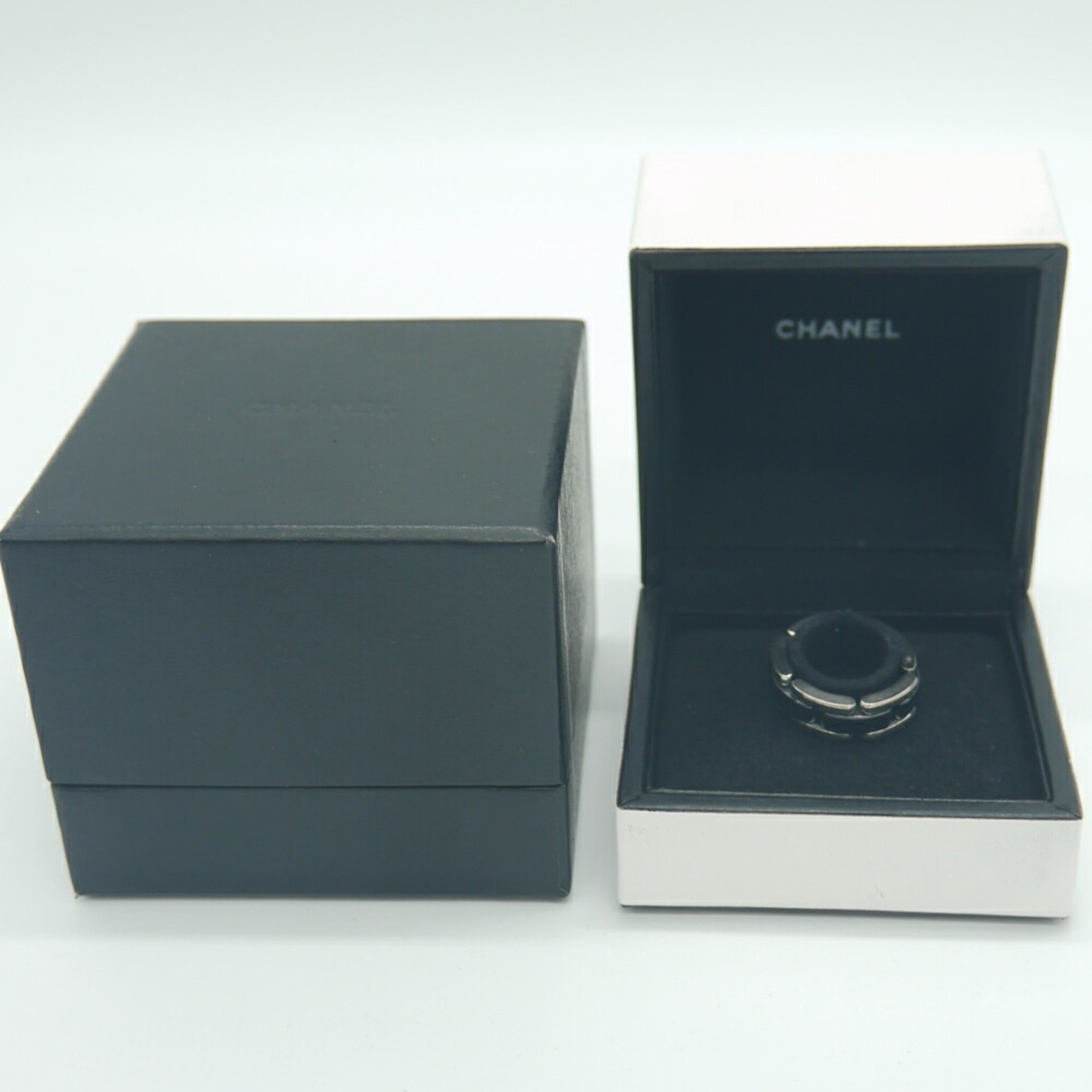 CHANEL Chanel Ultra Ring 18K White Gold Black Ceramic Size 9 T49