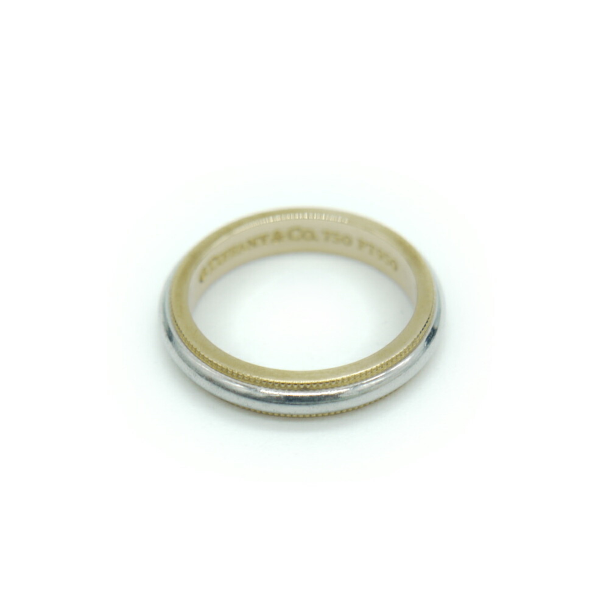 TIFFANY & Co. Tiffany K18/Pt950 Milgrain Band Ring 18K Platinum Size 9