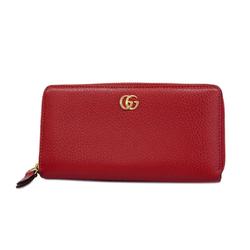Gucci Long Wallet GG Marmont 456117 Leather Red Women's