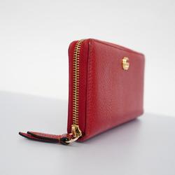 Gucci Long Wallet GG Marmont 456117 Leather Red Women's
