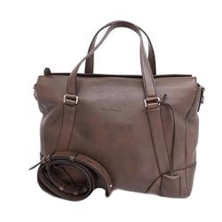 Salvatore Ferragamo Handbag Gancini Leather Brown Men's Women's