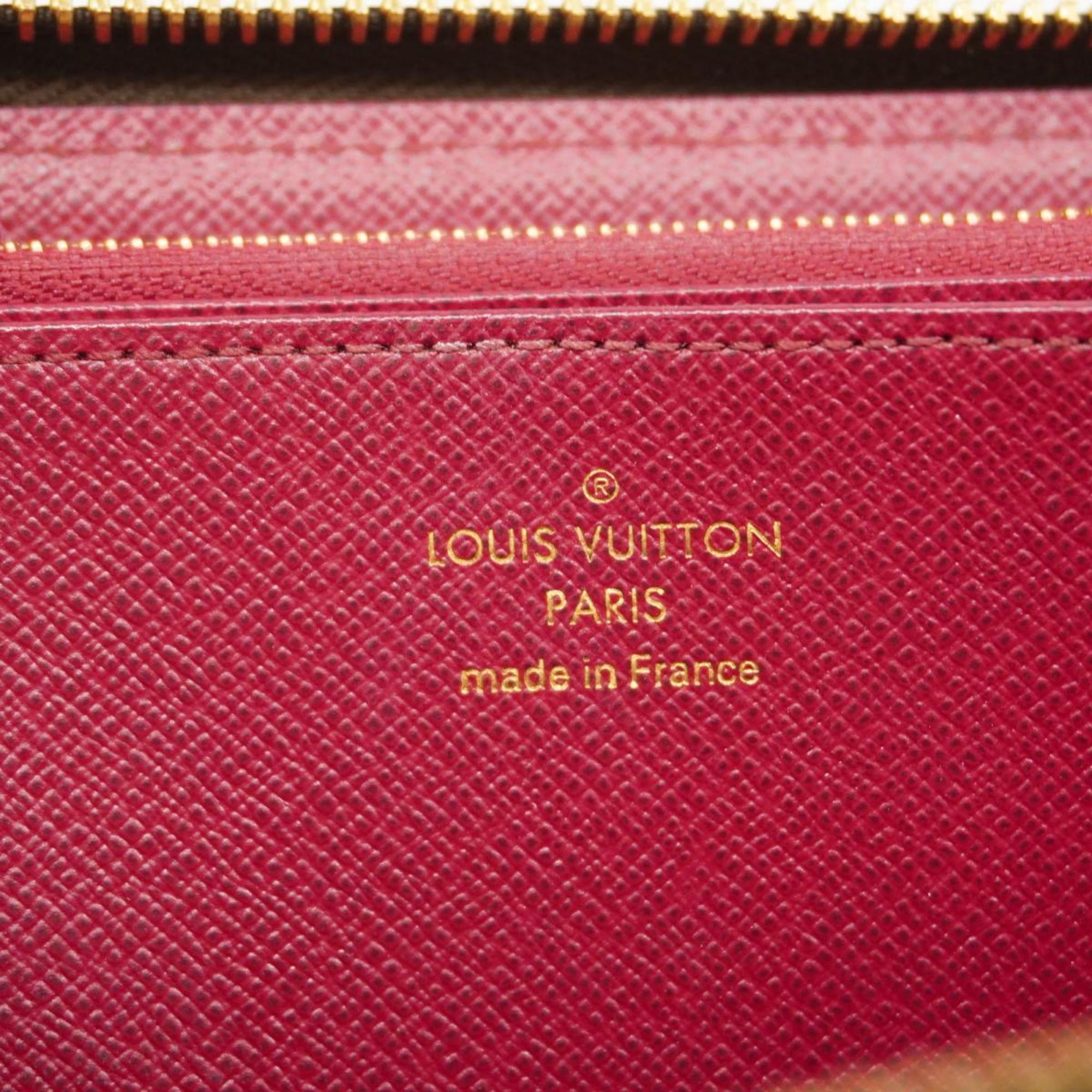 Louis Vuitton Long Wallet Monogram Zippy M41895 Brown Fuchsia Ladies