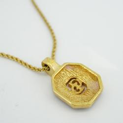 Christian Dior Necklace CD Rhinestone GP Plated Gold Black Women's
