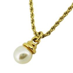 Christian Dior Necklace, Fake Pearl, GP Plated, Gold, Women's