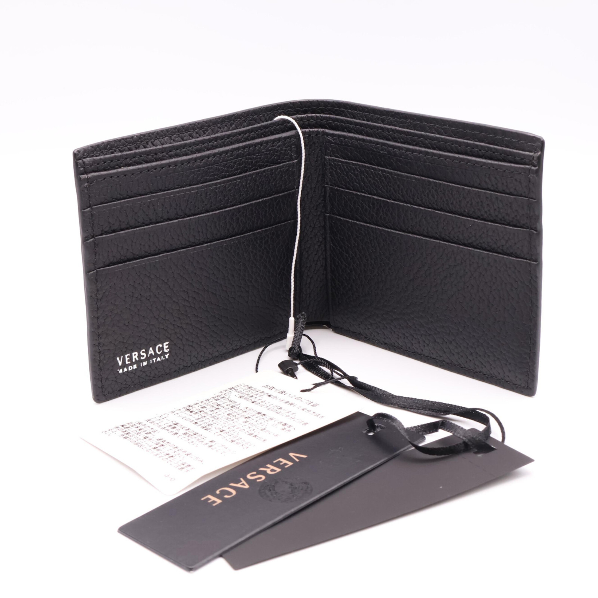 Versace DPU2463 DGOV2 D41P Medusa Leather Bi-fold Wallet Black Men's