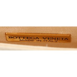 BOTTEGA VENETA Satin Intrecciato Pochette Shoulder Bag Champagne Gold for Women
