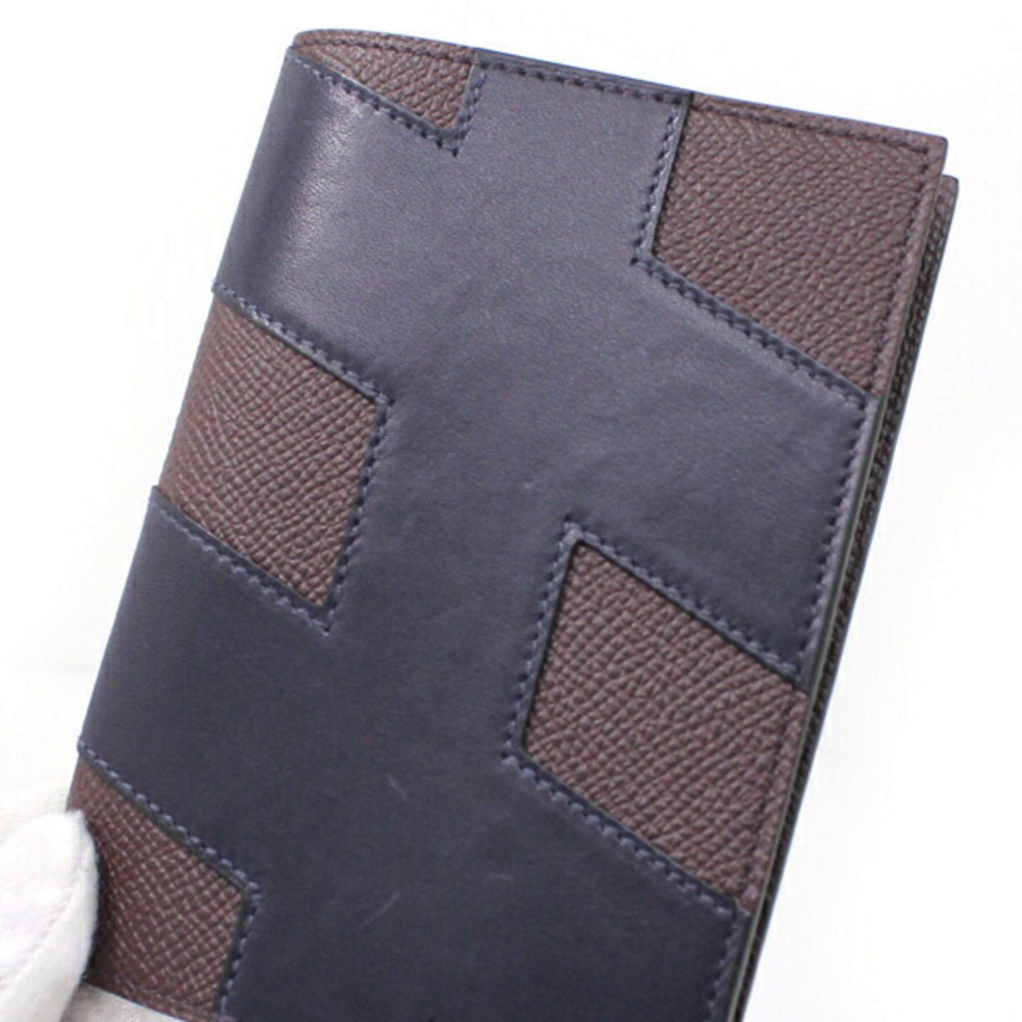 Hermes H-tag passport case cover brown navy notebook type Epson men's women's U mark HERMES TK2263