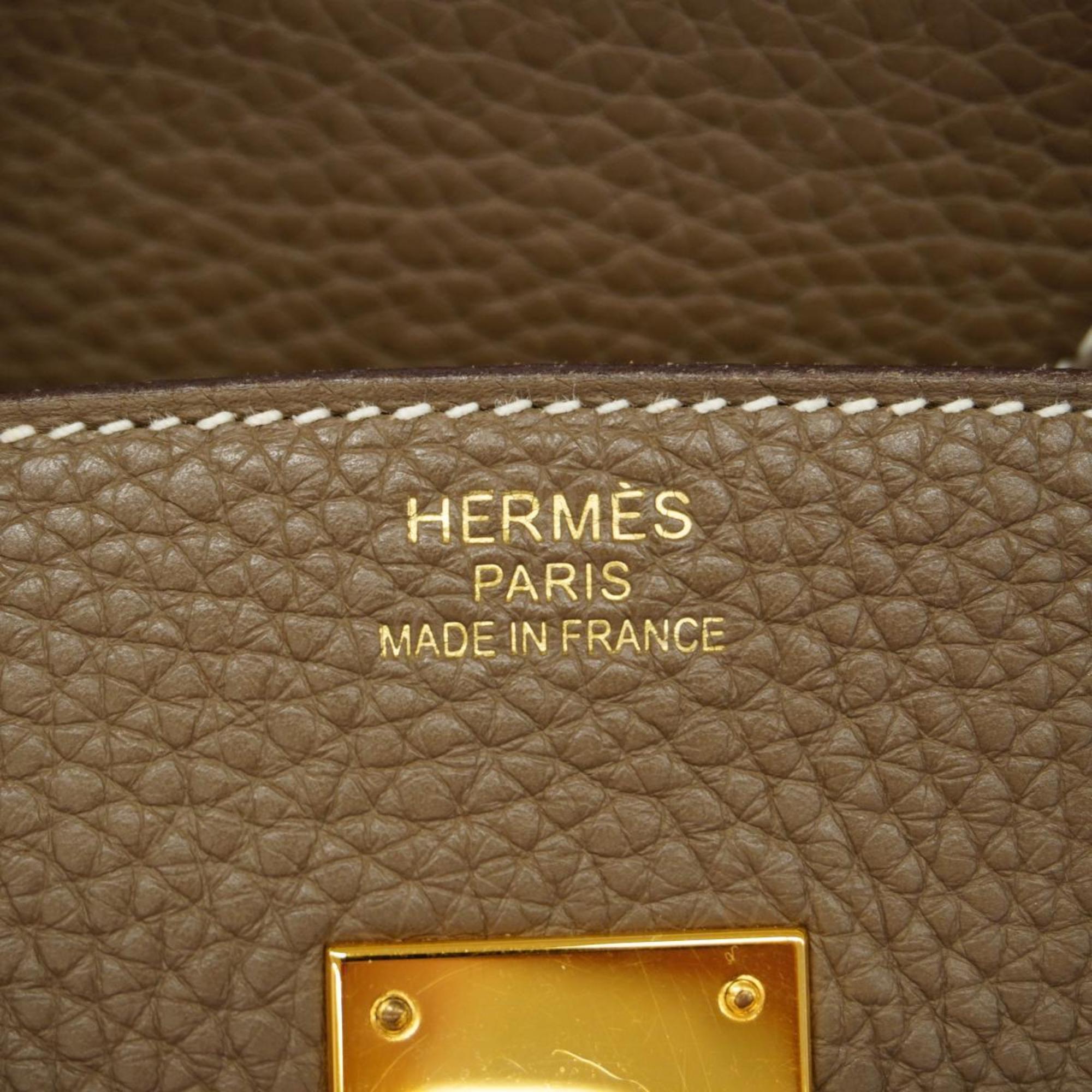 Hermes handbag Birkin 35 A stamp Taurillon Clemence Etoupe for women