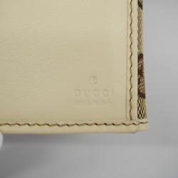 Gucci Long Wallet GG Canvas 181593 Leather Ivory Brown Champagne Women's