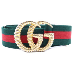 GUCCI 524101 HGWKG Double G Sherry Line Sash Belt 75/30 Gold Green Red Women's