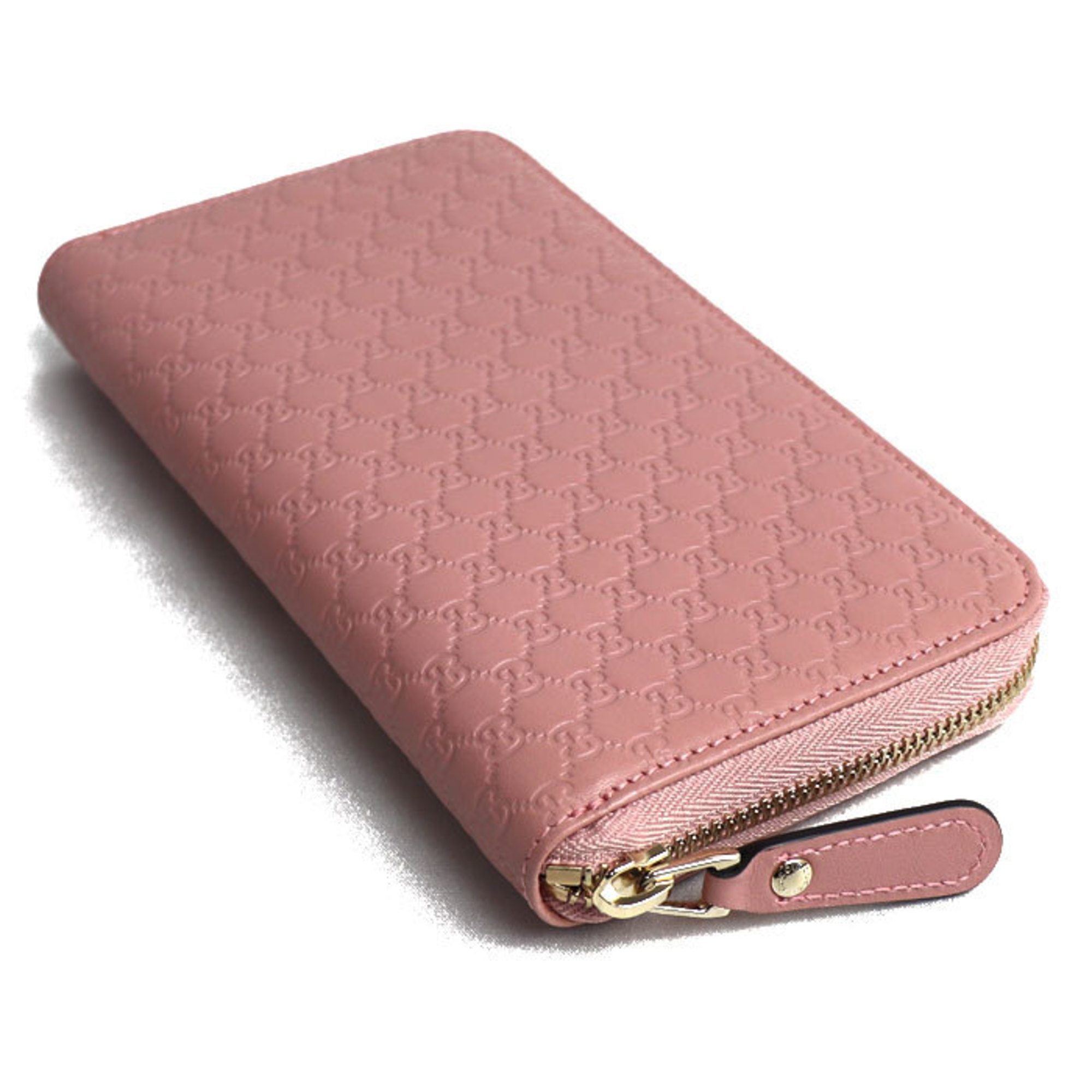 GUCCI Micro Guccissima Long Wallet Round Pink Beige 449391 BMJ1G Outlet Women's