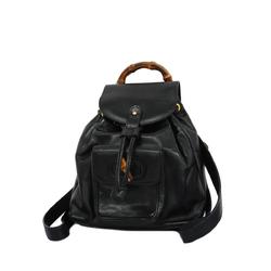 Gucci Backpack Bamboo 003 2058 0030 Leather Black Women's