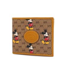 Gucci Wallet Micro GG Disney Collaboration Mickey Mouse 602549 Leather Brown Men's Women's