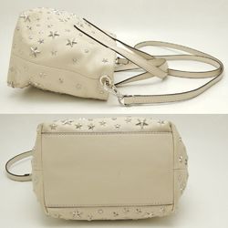 JIMMY CHOO Sarah Ivory Handbag Star Studs Leather 251765