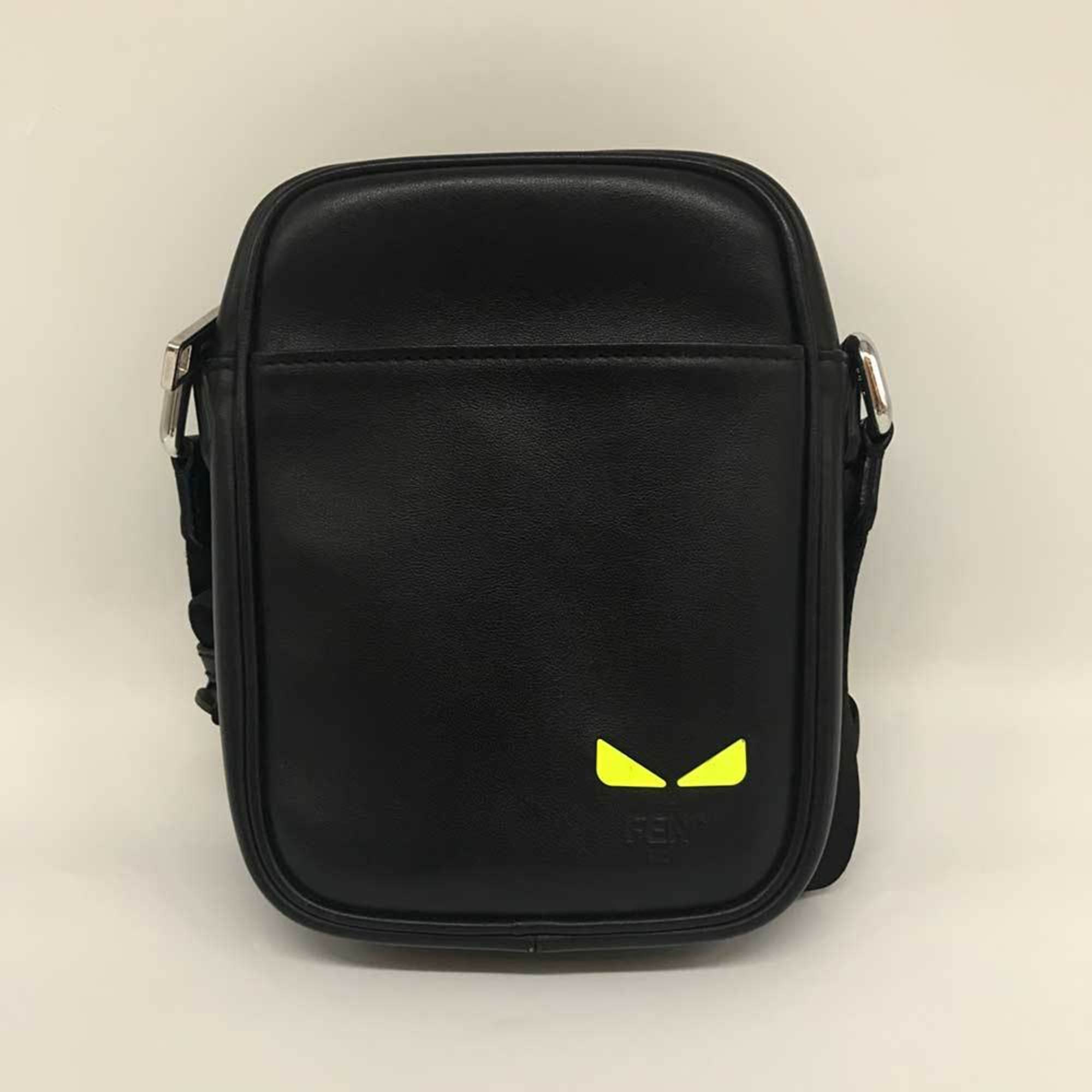 Fendi Shoulder Bag Isee 7V56 Black Neon Yellow Leather FENDI