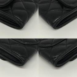 Chanel Long Flap Wallet Lambskin Matelasse Black Bi-fold