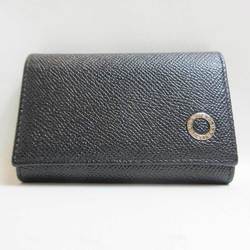 BVLGARI 6-ring key case, black leather, S