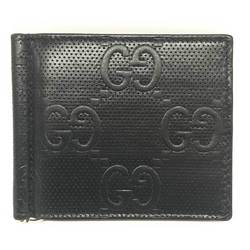 Gucci Money Clip GG Embossed Leather Black Bi-fold Wallet GUCCI 676656