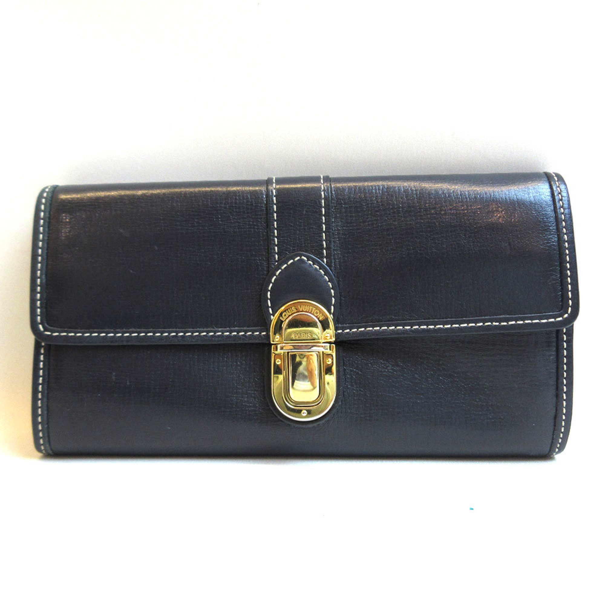 Louis Vuitton Long Wallet Portefeuille Sarah Cuir Utah Navy M93767 LOUISVUITTON